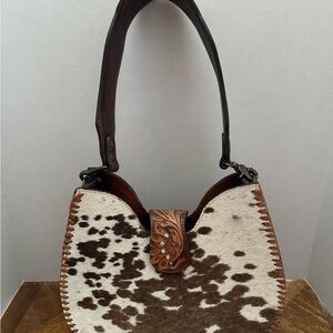 American Darling Brown and Cream Cowhide Shoulder Bag